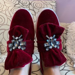 Zara Red Velvet Sneakers